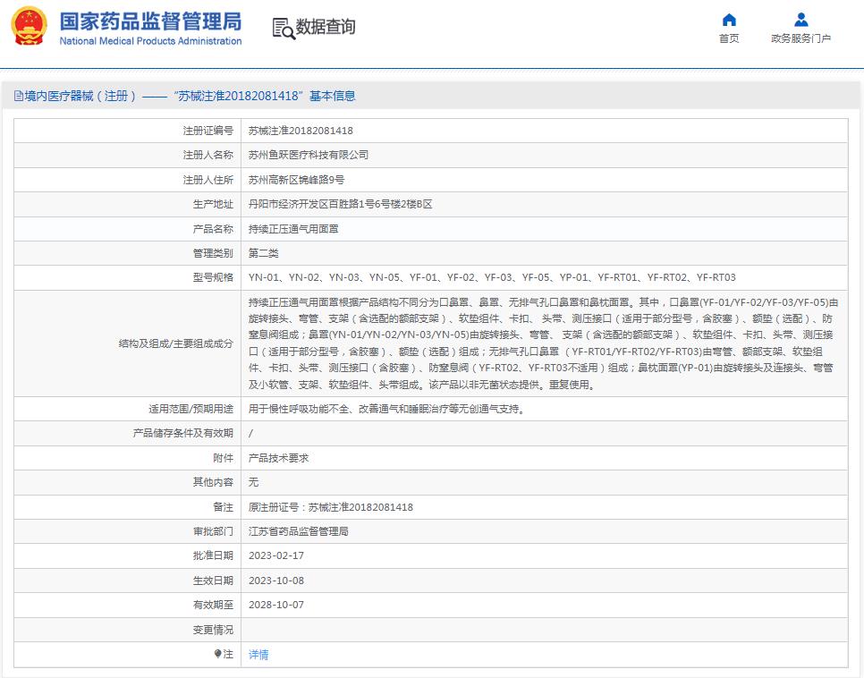 魚(yú)躍面罩呼吸機(jī)專(zhuān)用鼻面罩