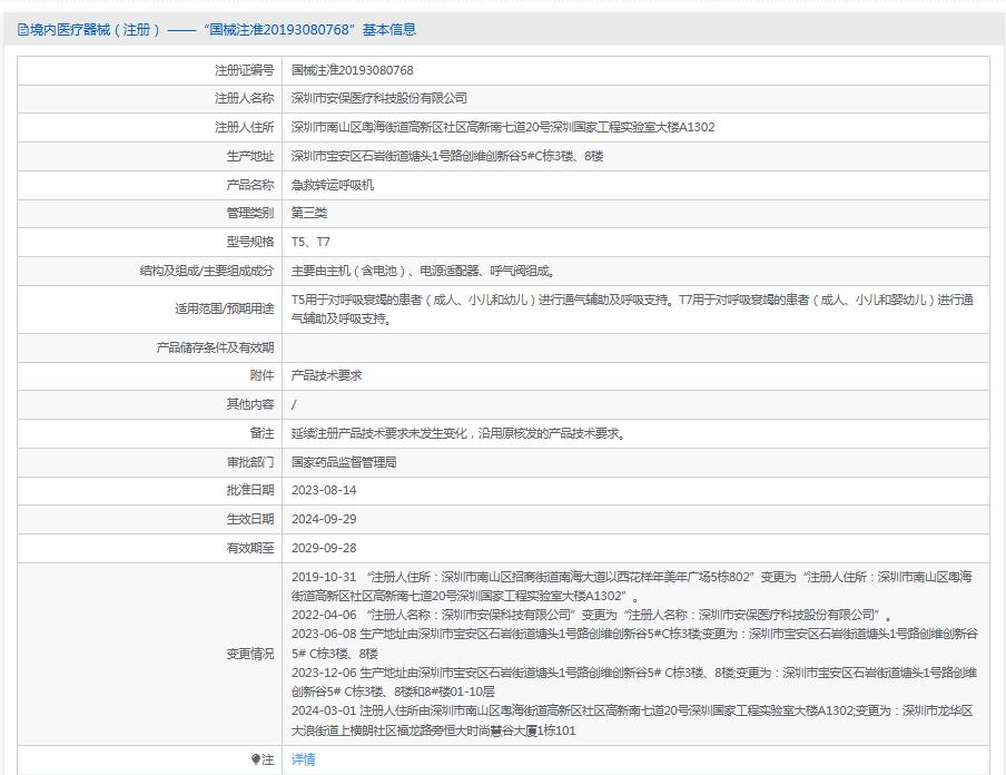 安保國(guó)產(chǎn)急救呼吸機(jī)T7